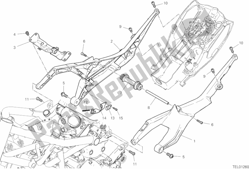 All parts for the Rear Frame Comp. Of the Ducati Diavel 1260 Thailand 2019